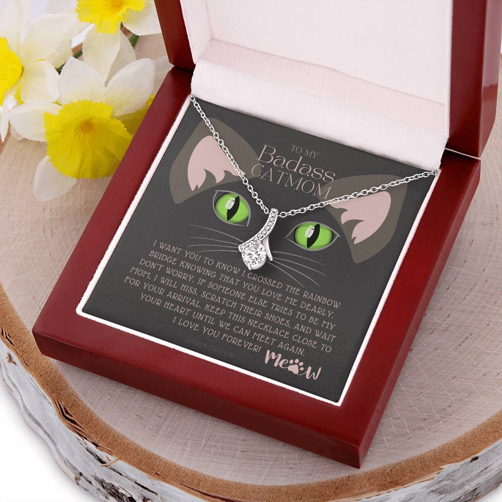 To My Badass Cat Mom Until We Can Meet Again Necklace Loss Of Cat Memorial Necklace Cat Loss Gifts Rainbow Bridge Cat Pet Sympathy Gift 4 Alluring Beauty Necklace