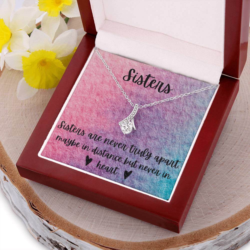 Sisters - Interlocking Necklace - Rainbow Background To My Sister & Best Friend Best Friend Thank You Gift For Friend Christmas Gifts Alluring Beauty Necklace