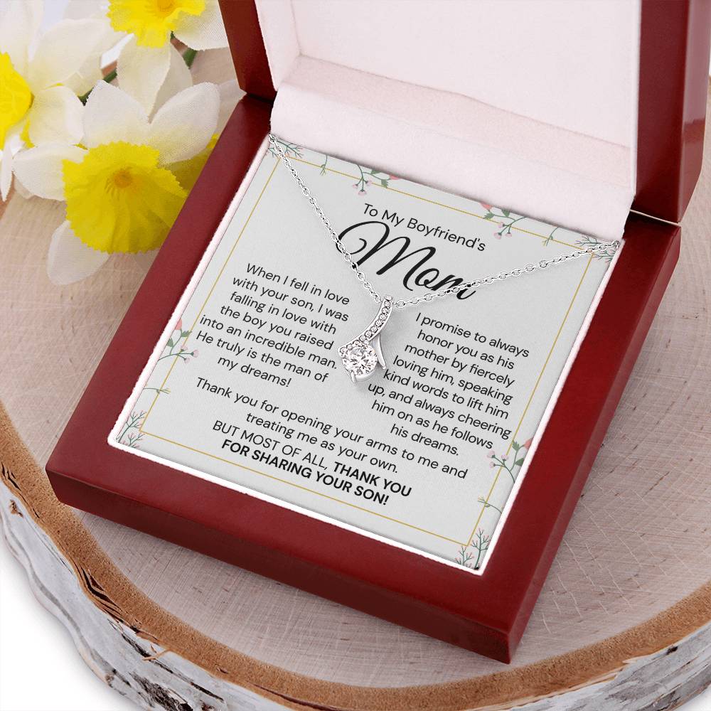 To My Boyfriend's Mom - Thank You For Sharing Your Son - Necklace Gift Set Alluring Beauty Necklace