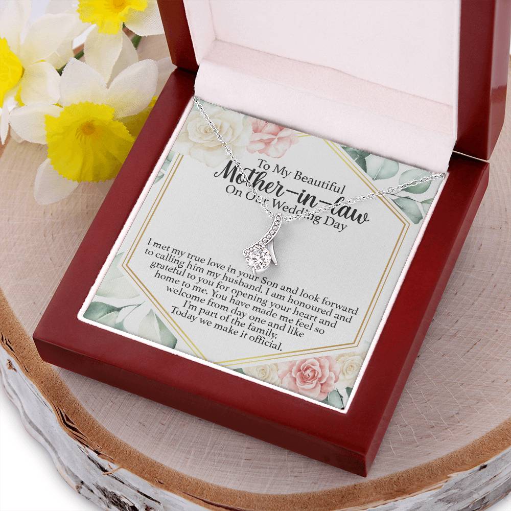 Petit Ribbon Mother In Law Wedding Gift From Bride Sentimental Gift For Mother-In-Law Mother Of Groom Wedding Gift Future Mother In Law Alluring Beauty Necklace