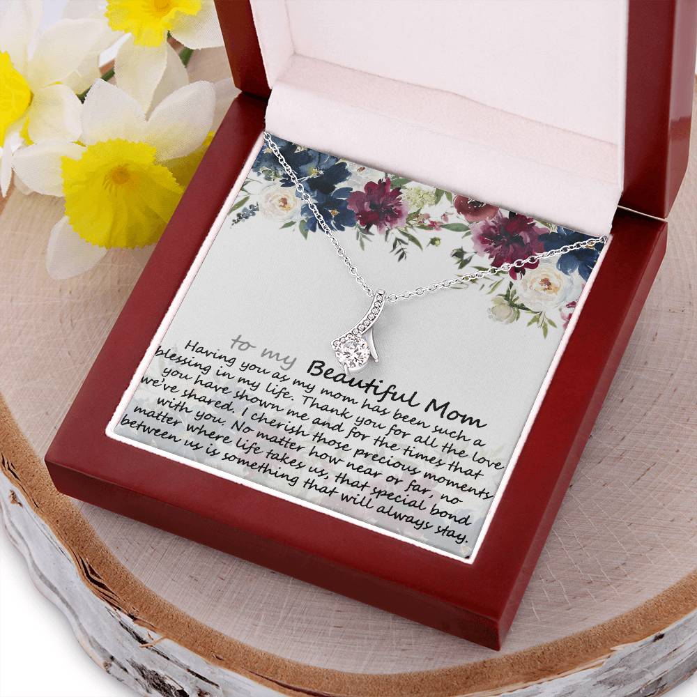 To My Beautiful Mom Necklace  Mother Pendant Necklace  Gift From Sondaughter  Mothers Day Gift Alluring Beauty Necklace