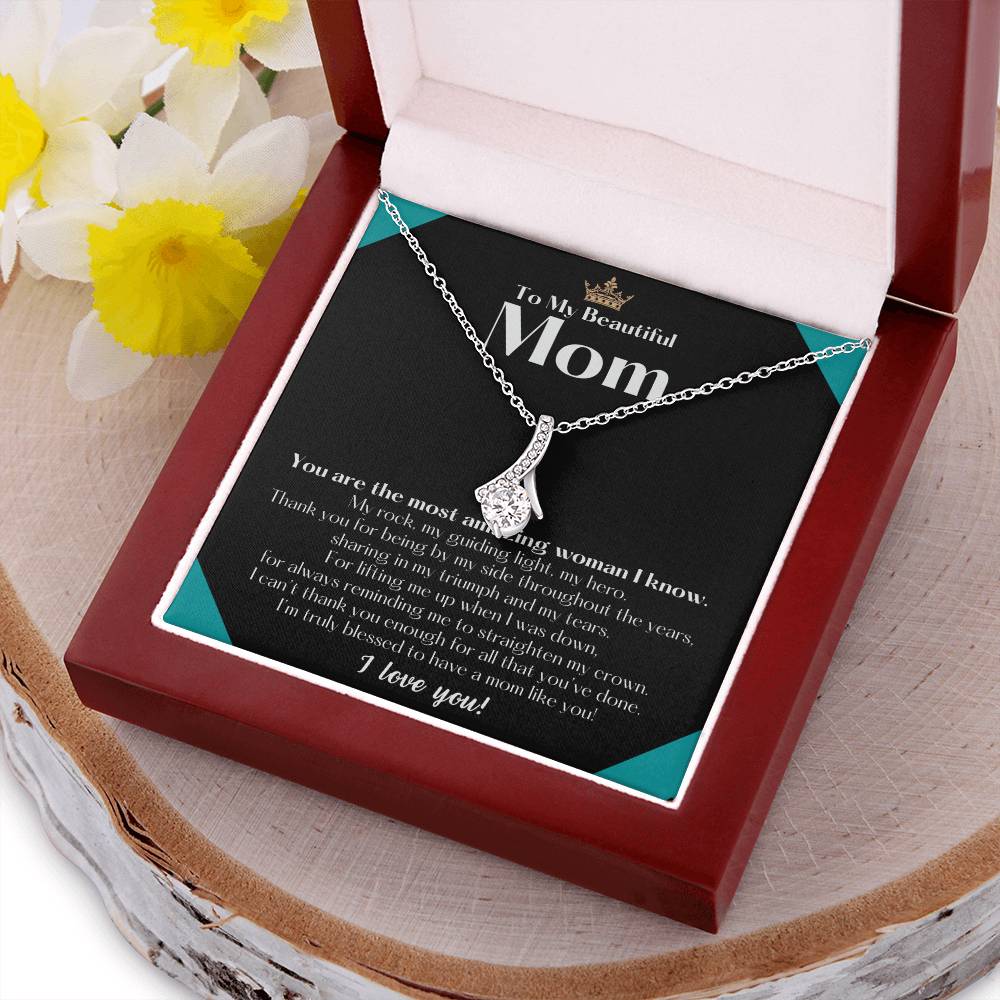 To My Beautiful Mom Necklace  Badass Mom Gift  Mother’S Day Gift  Birthday Gift  Gift From Daughter On Wedding Day 9 Alluring Beauty Necklace