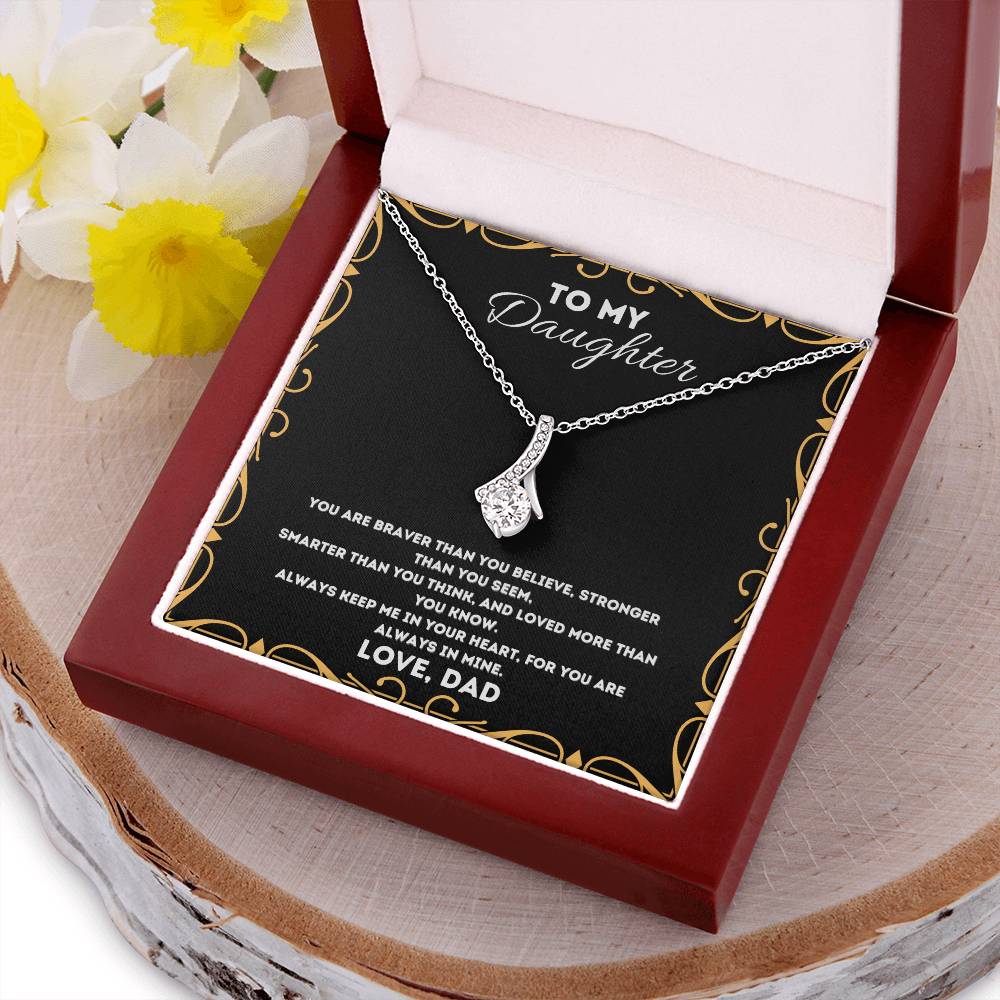 To My Dad - Never Forget That I Love You Father's Day - Father Daughter Necklace Father To Daughter Birthday Gift Gifts To Daughter From Dad Alluring Beauty Necklace