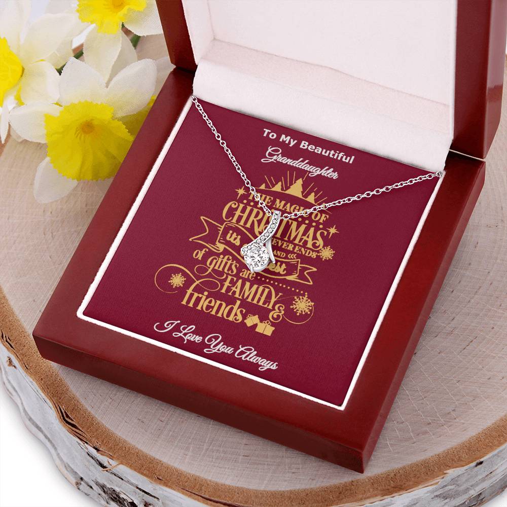 To My Beautiful Granddaughter The Magic Of Christmas Is Family And Friends Message Card Necklace I Love You Always Alluring Beauty Necklace