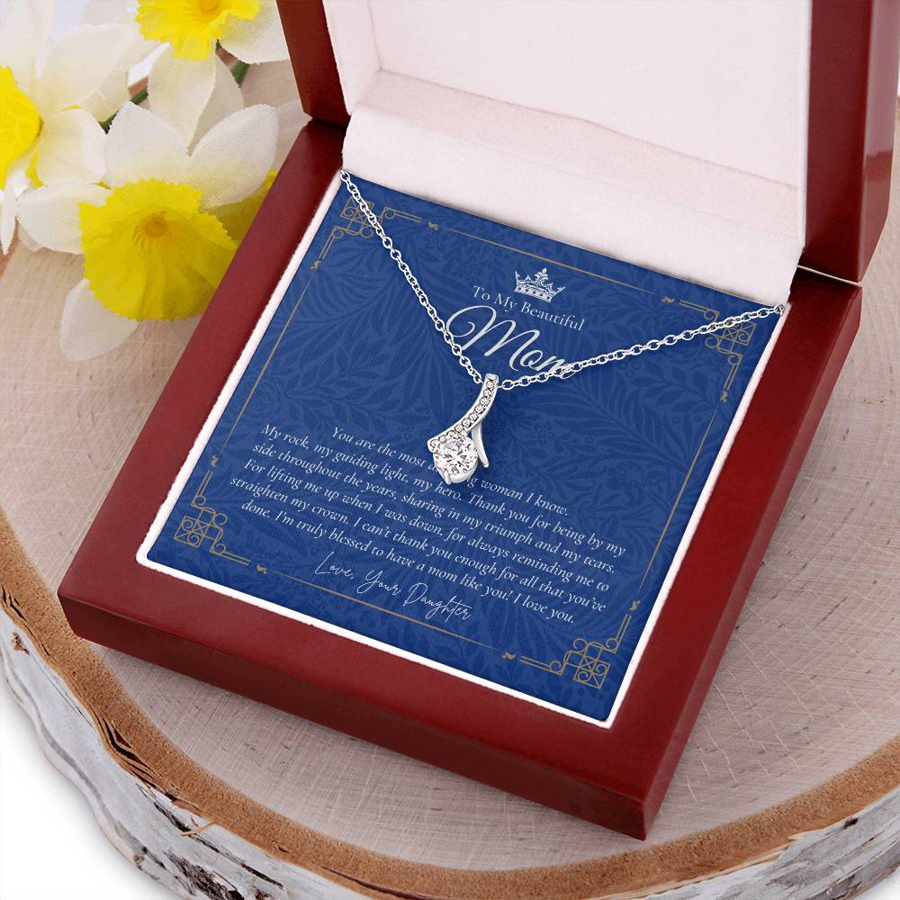 To My Beautiful Mom Necklace  Badass Mom Gift  Mother’S Day Gift  Birthday Gift  Gift From Daughter On Wedding Day 3 Alluring Beauty Necklace