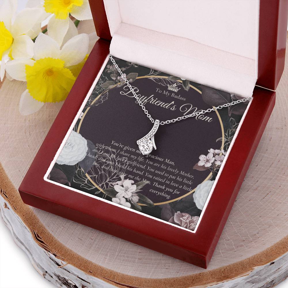 To My Badass Boyfriend’S Mom Necklace  Boyfriend’S Mom Gift  Mother’S Day Gift For Boyfriend’S Mom Alluring Beauty Necklace