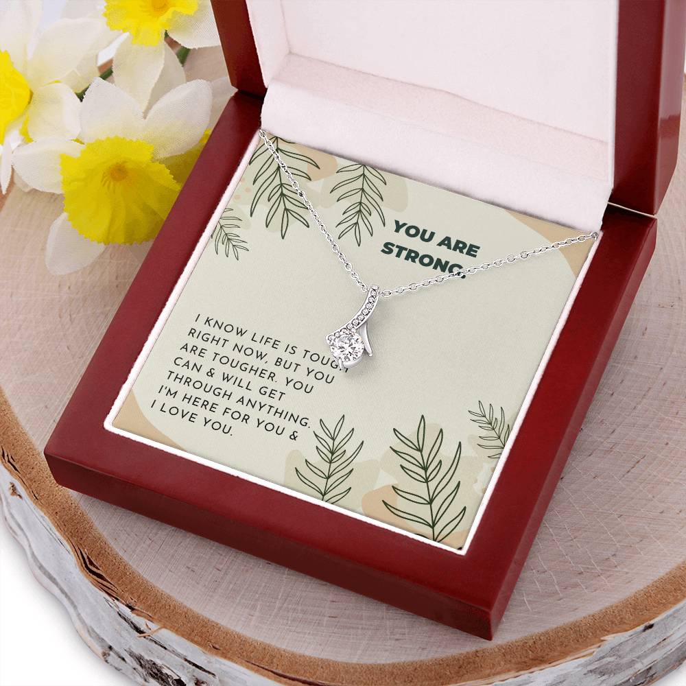Strong Inspiring Ribbon Drop Necklace  Neutral Leaves Alluring Beauty Necklace
