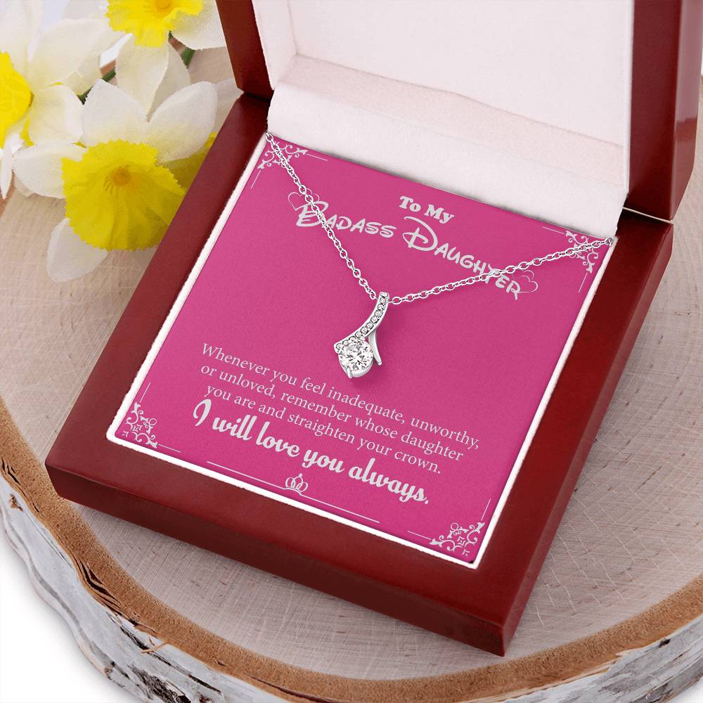 To My Badass Daughter ❤️ White Gold Pendant. ❤️ Alluring Beauty Necklace