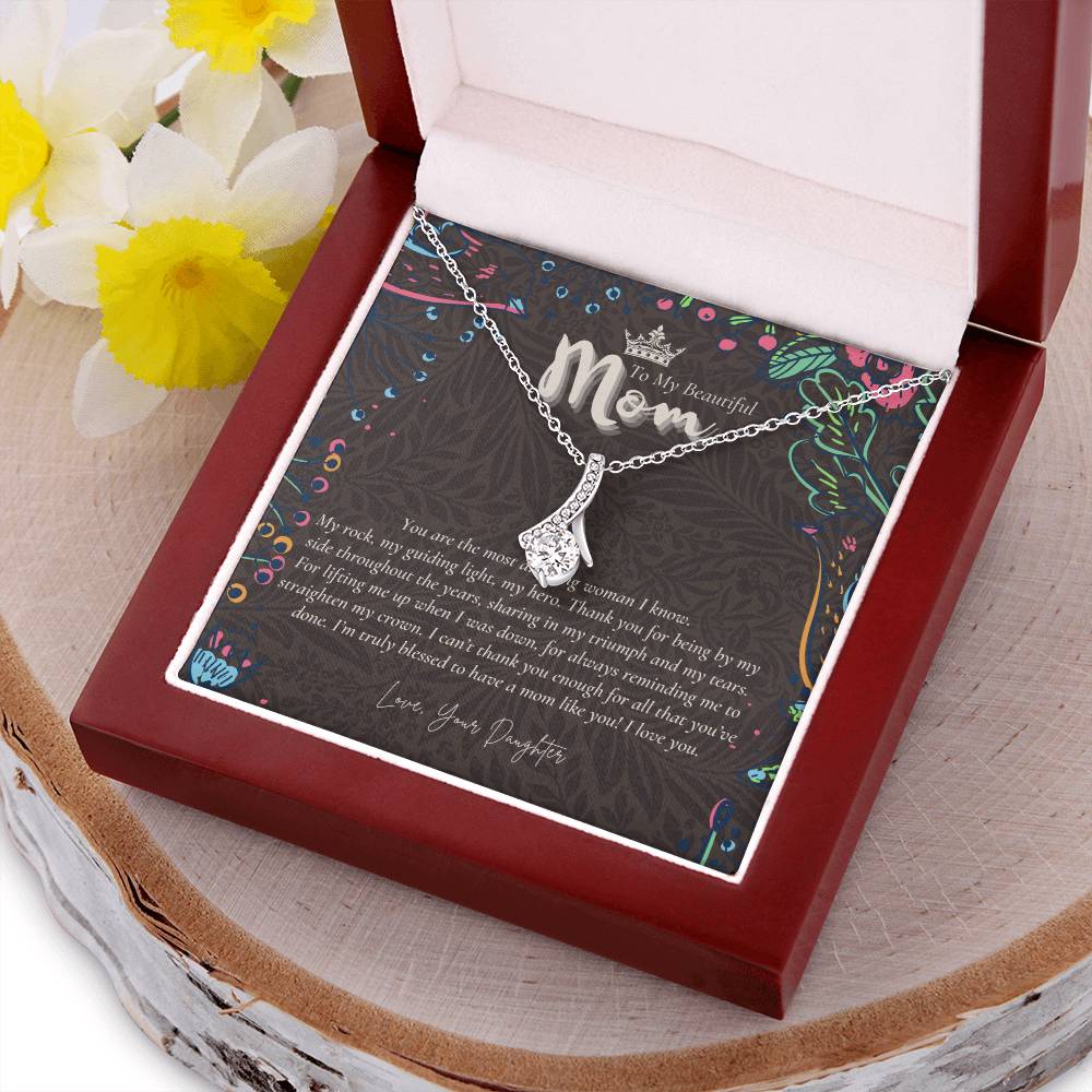 To My Beautiful Mom Necklace  Badass Mom Gift  Mother’S Day Gift  Birthday Gift  Gift From Daughter On Wedding Day 7 Alluring Beauty Necklace