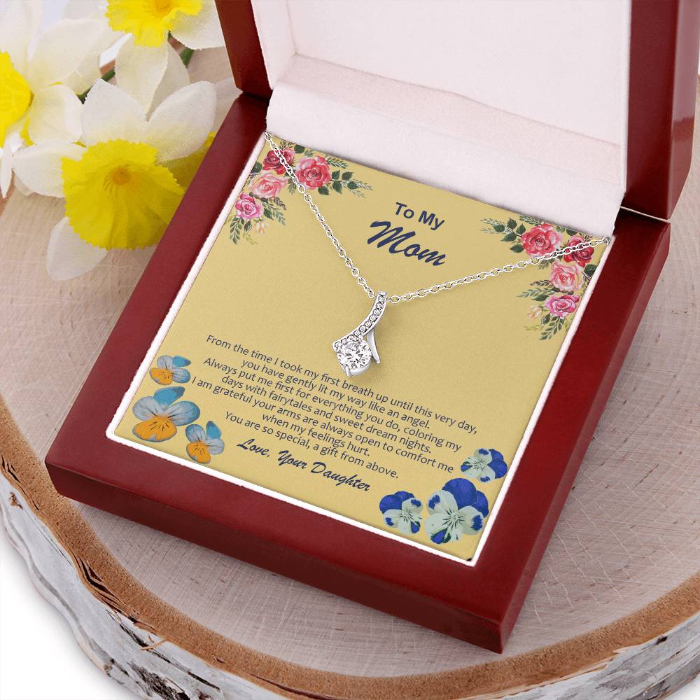 Ribbon Pendant Necklace With My Mom Is My Angel Card Alluring Beauty Necklace