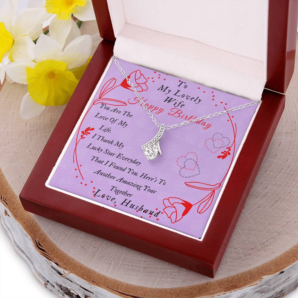 Ribbon Necklace Pendant To My Lovely Wife-Happy Birthday Wife Gifts Birthday Gift Romantic Wife Gift Wife Jewelry Anniversary Wife Gift Alluring Beauty Necklace
