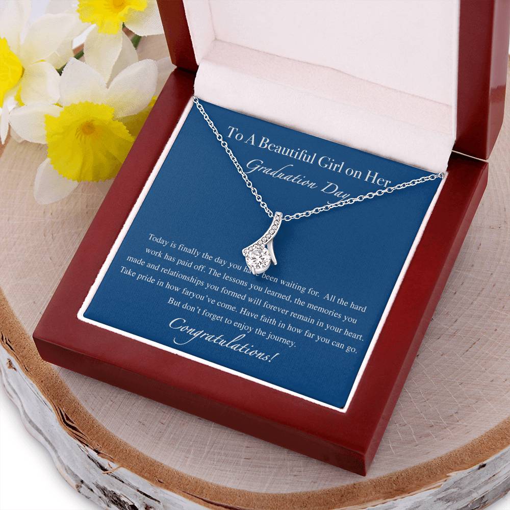 To A Beautiful Girl On Her Graduation -Mom To Daughter Alluring Beauty Necklace Gift - Mothers Day Gift From Daughter - Gift For Daughter From Mom Alluring Beauty Necklace