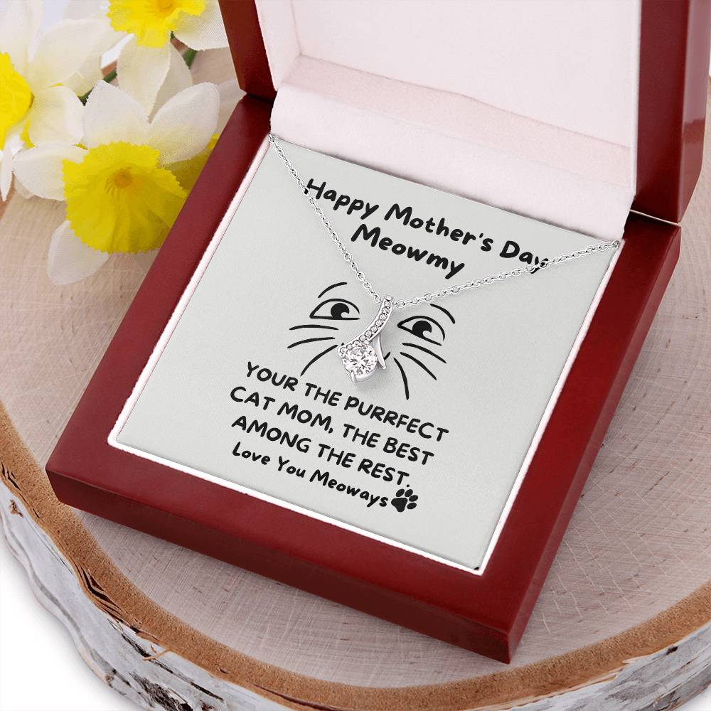 To Cat Mom - Necklace Gift Set With Message Card And Box Alluring Beauty Necklace
