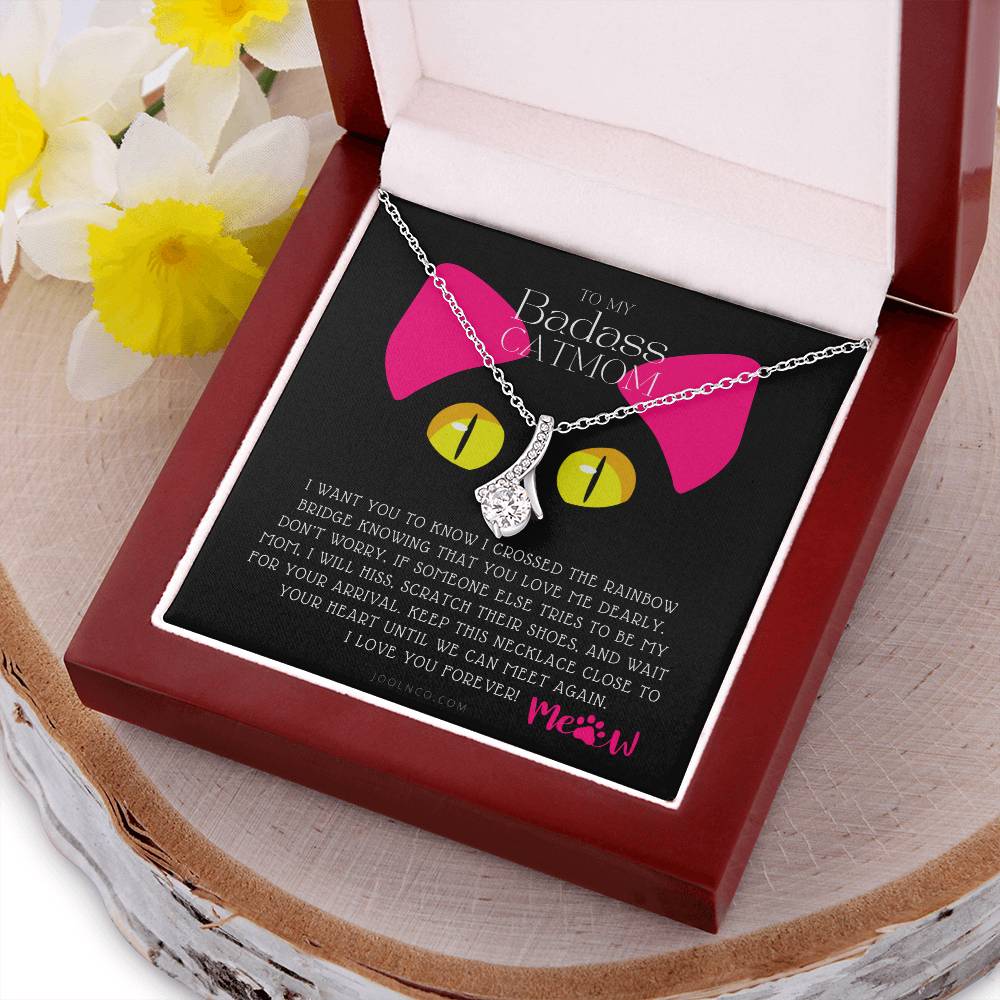 To My Badass Cat Mom Until We Can Meet Again Necklace Loss Of Cat Memorial Necklace Cat Loss Gifts Rainbow Bridge Cat Pet Sympathy Gift 7 Alluring Beauty Necklace