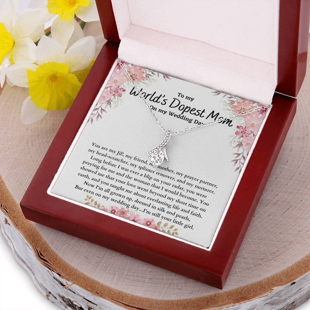 To Mom On Wedding Day - Ribbon Alluring Beauty Necklace