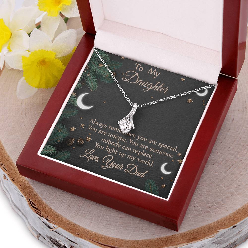 To Daughter - From Dad - You Light Up My World Necklace Alluring Beauty Necklace