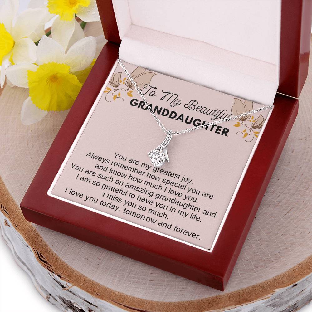 To My Beautiful Granddaughter Pendant Necklace Alluring Beauty Necklace