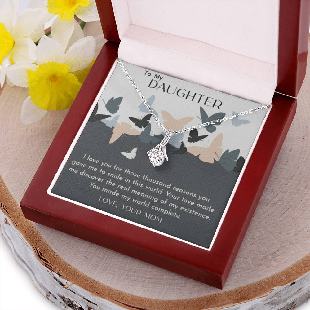 To My Daughter - Love Your Mom - 92.5 Sterling Silver Pendant Alluring Beauty Necklace