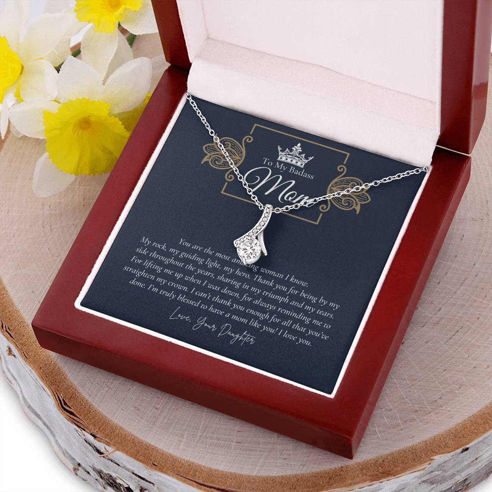 To My Badass Mom Necklace  Badass Mom Gift  Mother’S Day Gift  Birthday Gift  Gift From Daughter On Wedding Day 2 Alluring Beauty Necklace