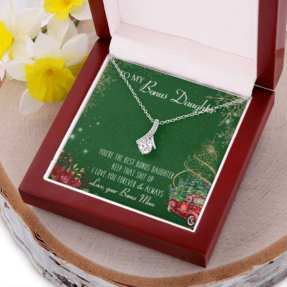 To My Bonus Daughter Christmas Gift - Bonus Daughter Alluring Beauty Necklace - Step Daughter Gift Alluring Beauty Necklace
