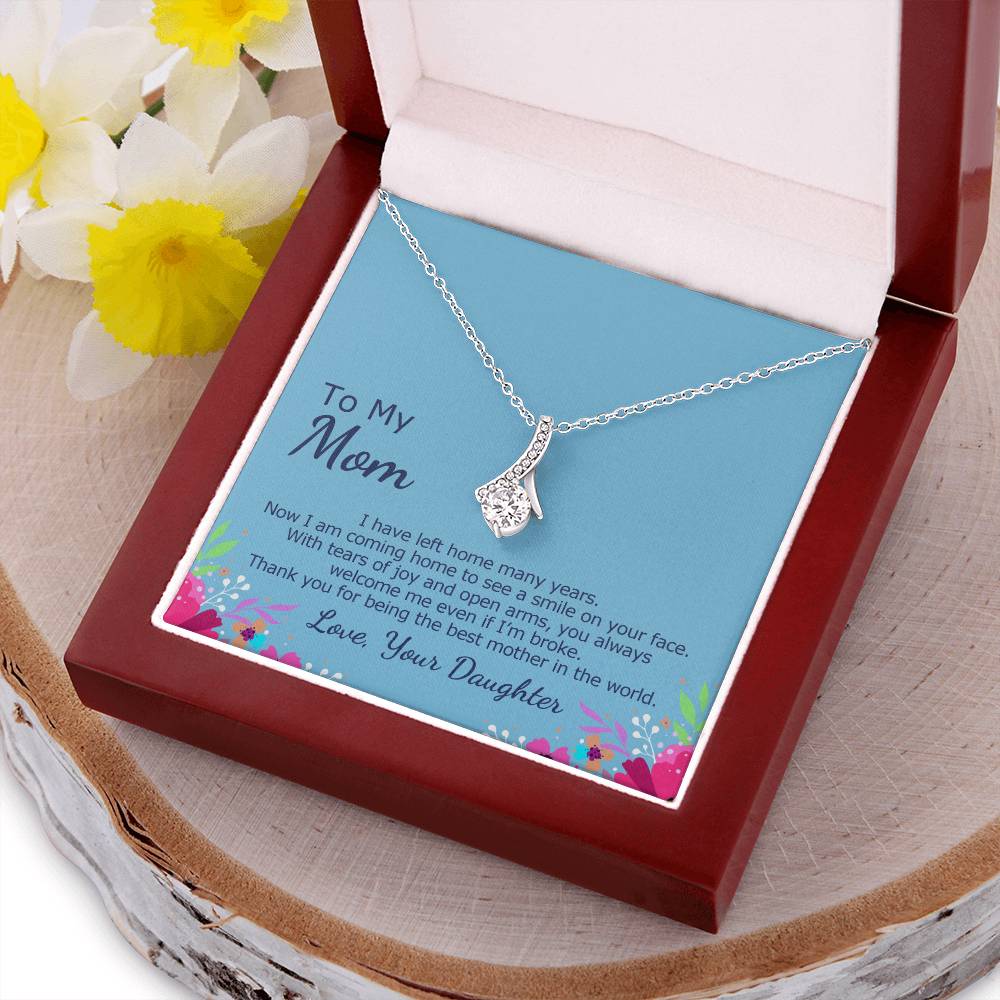 Ribbon Pendant Necklace With Coming Home To Meet Mother Card Alluring Beauty Necklace