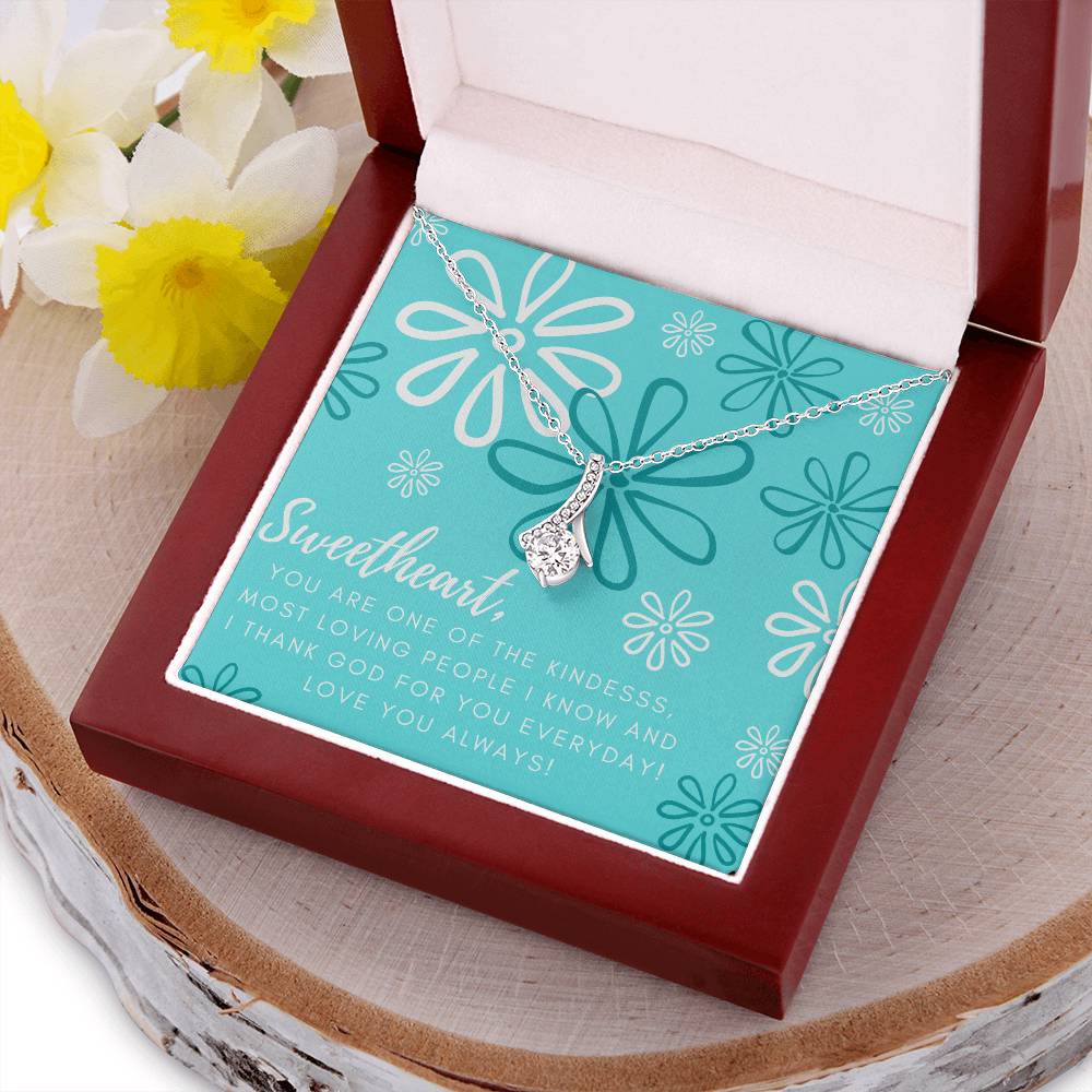 Sweetheart Ribbon Pendant Necklace Alluring Beauty Necklace