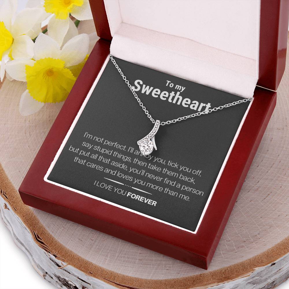 Sweetheart Necklace - 14K White Gold Over Stainless Steel - Alluring Alluring Beauty Necklace