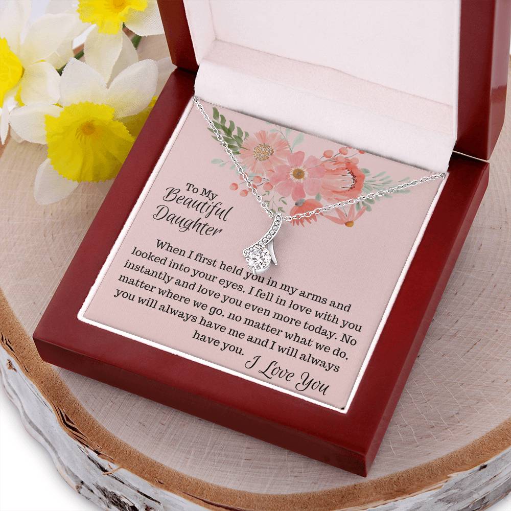 To My Beautiful Daughter - Ribbon Shaped Necklace Alluring Beauty Necklace