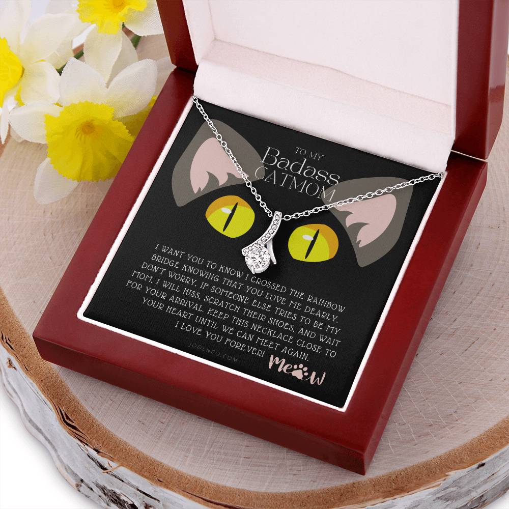 To My Badass Cat Mom Until We Can Meet Again Necklace Loss Of Cat Memorial Necklace Cat Loss Gifts Rainbow Bridge Cat Pet Sympathy Gift 1 Alluring Beauty Necklace