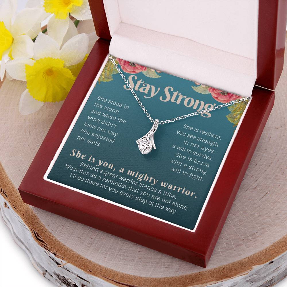 Stay Strong Warrior Ribbon Necklace Alluring Beauty Necklace