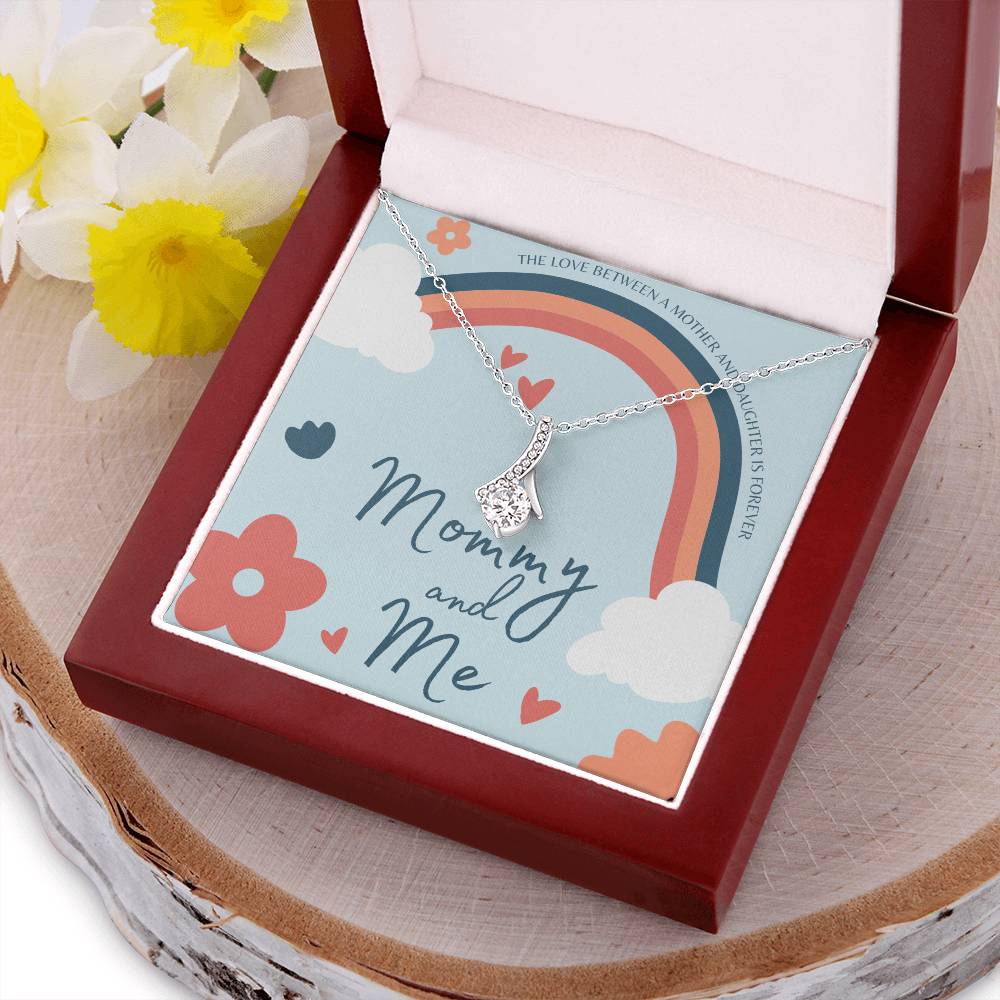 Mommy And Me Heart Hand-Stamped Necklace Mother Daughter Necklace Mommy And Me Heart Jewelry Gift For Mom Gift From Daughter Alluring Beauty Necklace