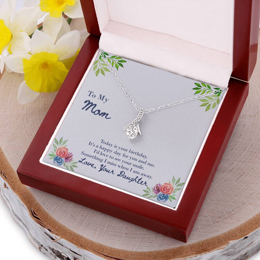 Ribbon Pendant Necklace With Love To See A Smile On Your Birthday Message Card Gift For Mother Alluring Beauty Necklace