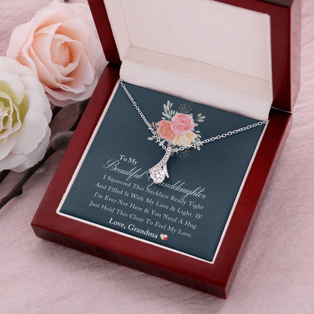To My Beautiful Granddaughter Love And Light Heart Necklace - To My Granddaughter Gift From Grandmother Grandma And Granddaughter Necklace Alluring Beauty Necklace