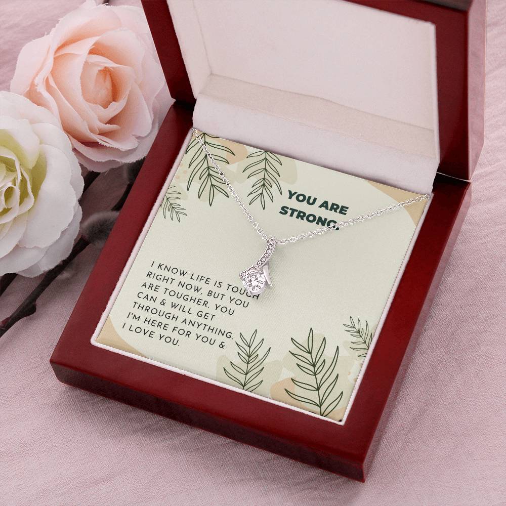 Strong Inspiring Ribbon Drop Necklace  Neutral Leaves Alluring Beauty Necklace