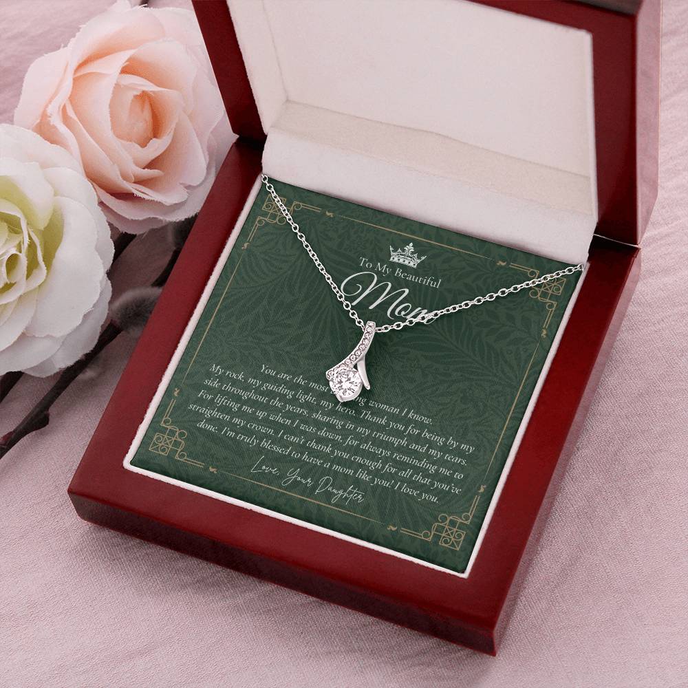 To My Beautiful Mom Necklace  Badass Mom Gift  Mother’S Day Gift  Birthday Gift  Gift From Daughter On Wedding Day 1 Alluring Beauty Necklace