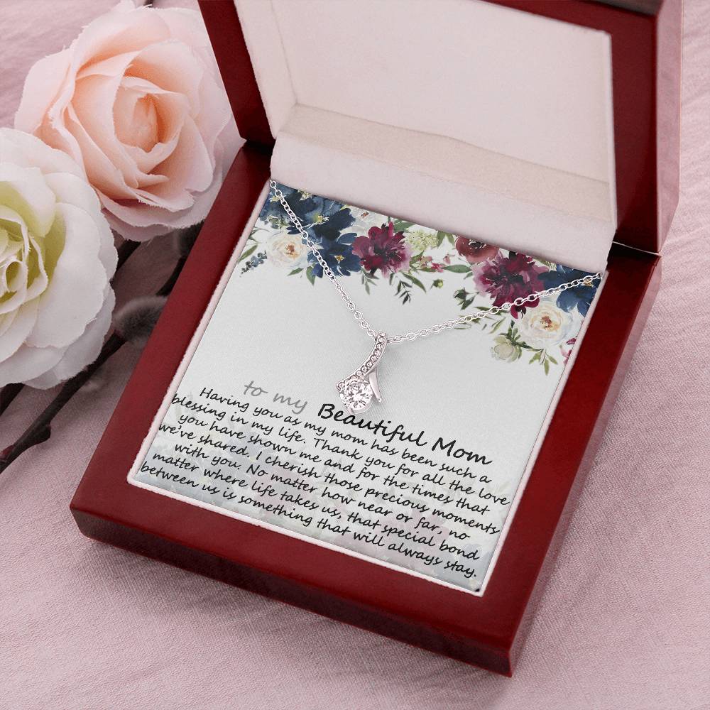 To My Beautiful Mom Necklace  Mother Pendant Necklace  Gift From Sondaughter  Mothers Day Gift Alluring Beauty Necklace