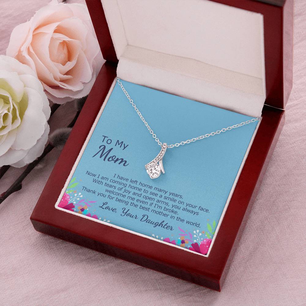 Ribbon Pendant Necklace With Coming Home To Meet Mother Card Alluring Beauty Necklace