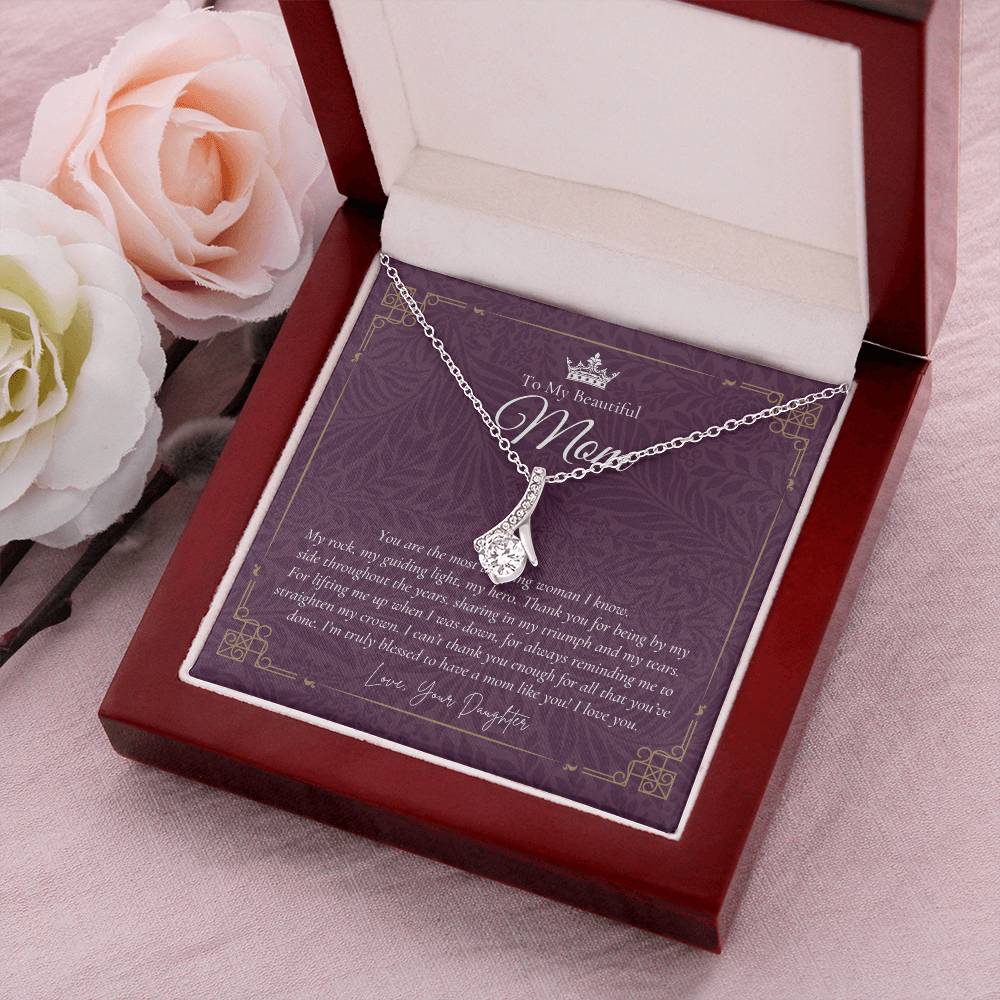 To My Beautiful Mom Necklace  Badass Mom Gift  Mother’S Day Gift  Birthday Gift  Gift From Daughter On Wedding Day 2 Alluring Beauty Necklace