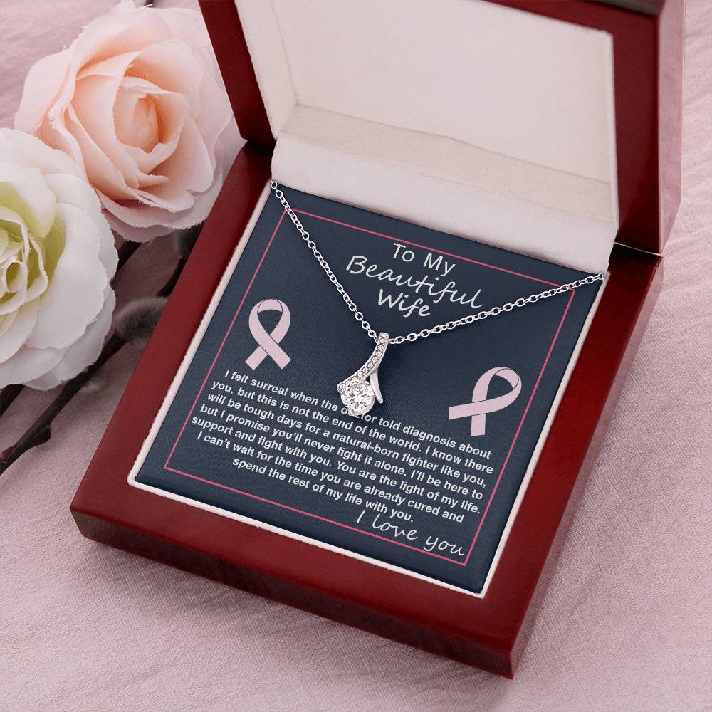 Ribbon Pendant Necklace With Here To Support You Message Card Gift For Wife Alluring Beauty Necklace