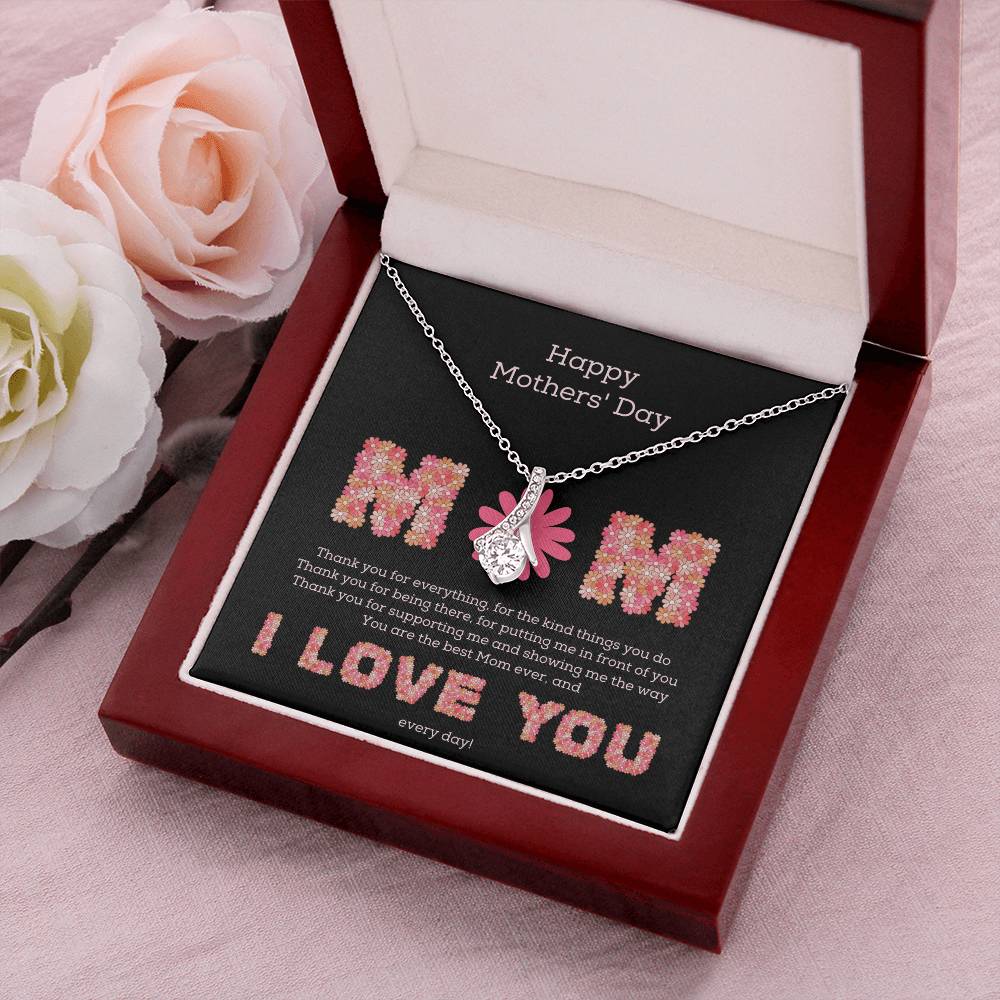 Pink Daisies Mothers' Day Ribbon Necklace Alluring Beauty Necklace