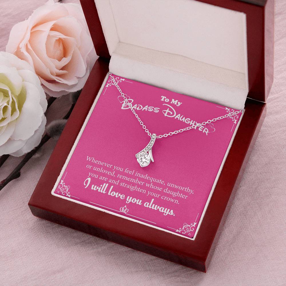 To My Badass Daughter ❤️ White Gold Pendant. ❤️ Alluring Beauty Necklace