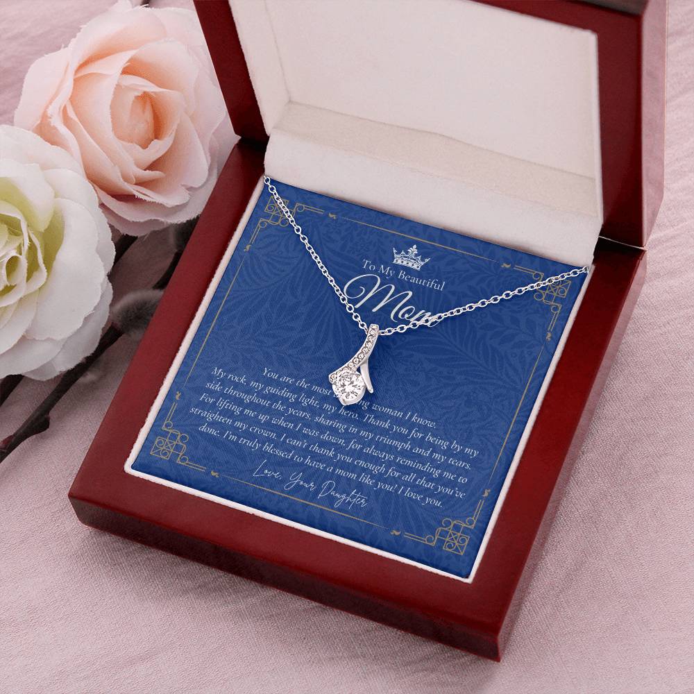 To My Beautiful Mom Necklace  Badass Mom Gift  Mother’S Day Gift  Birthday Gift  Gift From Daughter On Wedding Day 3 Alluring Beauty Necklace