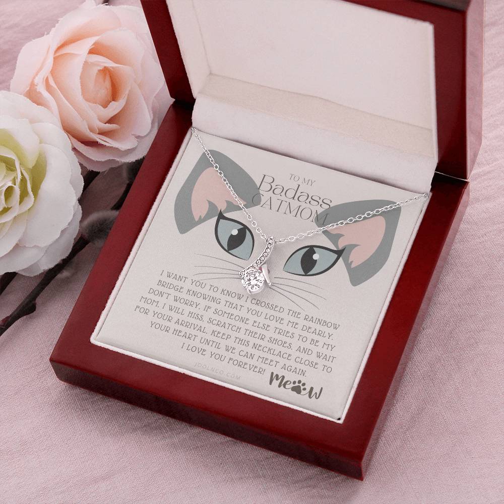 To My Badass Cat Mom Until We Can Meet Again Necklace Loss Of Cat Memorial Necklace Cat Loss Gifts Rainbow Bridge Cat Pet Sympathy Gift Alluring Beauty Necklace