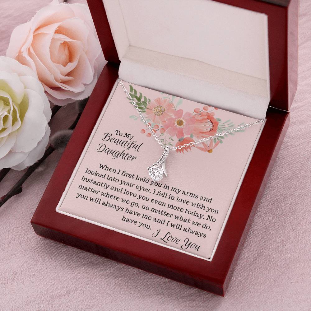 To My Beautiful Daughter - Ribbon Shaped Necklace Alluring Beauty Necklace