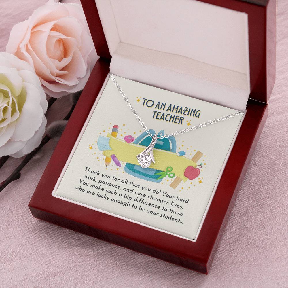 Teacher Ribbon Drop Necklace  Backpack Banner Alluring Beauty Necklace