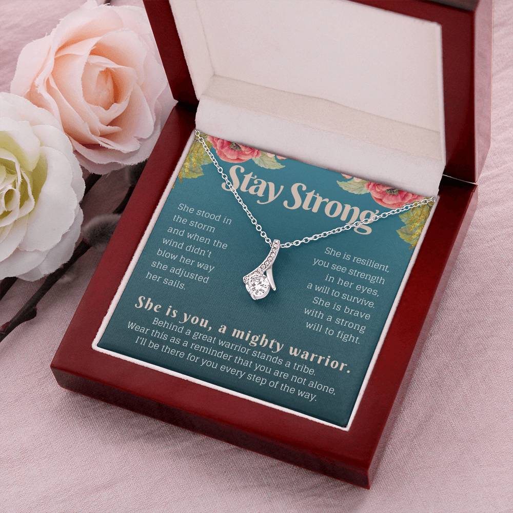Stay Strong Warrior Ribbon Necklace Alluring Beauty Necklace