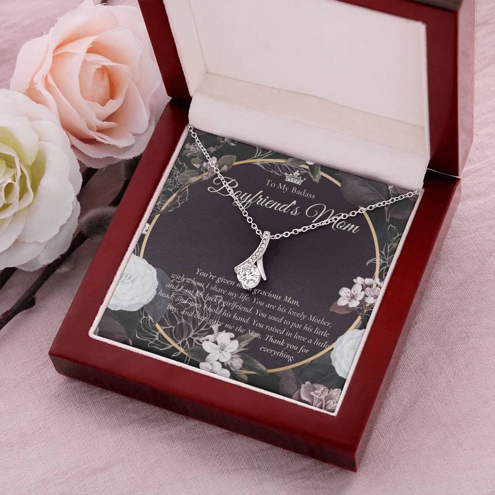 To My Badass Boyfriend’S Mom Necklace  Boyfriend’S Mom Gift  Mother’S Day Gift For Boyfriend’S Mom Alluring Beauty Necklace