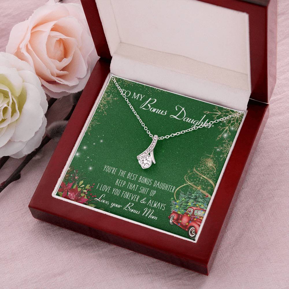 To My Bonus Daughter Christmas Gift - Bonus Daughter Alluring Beauty Necklace - Step Daughter Gift Alluring Beauty Necklace