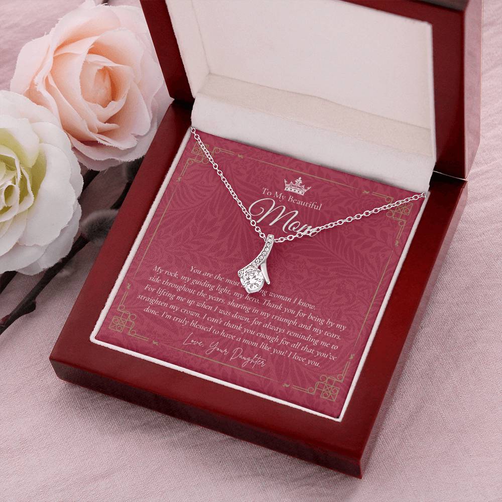 To My Beautiful Mom Necklace  Badass Mom Gift  Mother’S Day Gift  Birthday Gift  Gift From Daughter On Wedding Day 4 Alluring Beauty Necklace