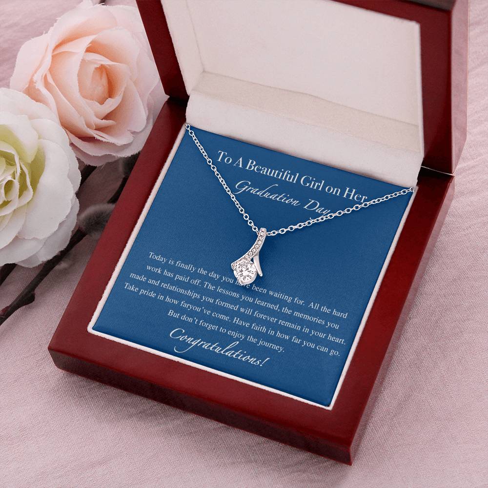 To A Beautiful Girl On Her Graduation -Mom To Daughter Alluring Beauty Necklace Gift - Mothers Day Gift From Daughter - Gift For Daughter From Mom Alluring Beauty Necklace